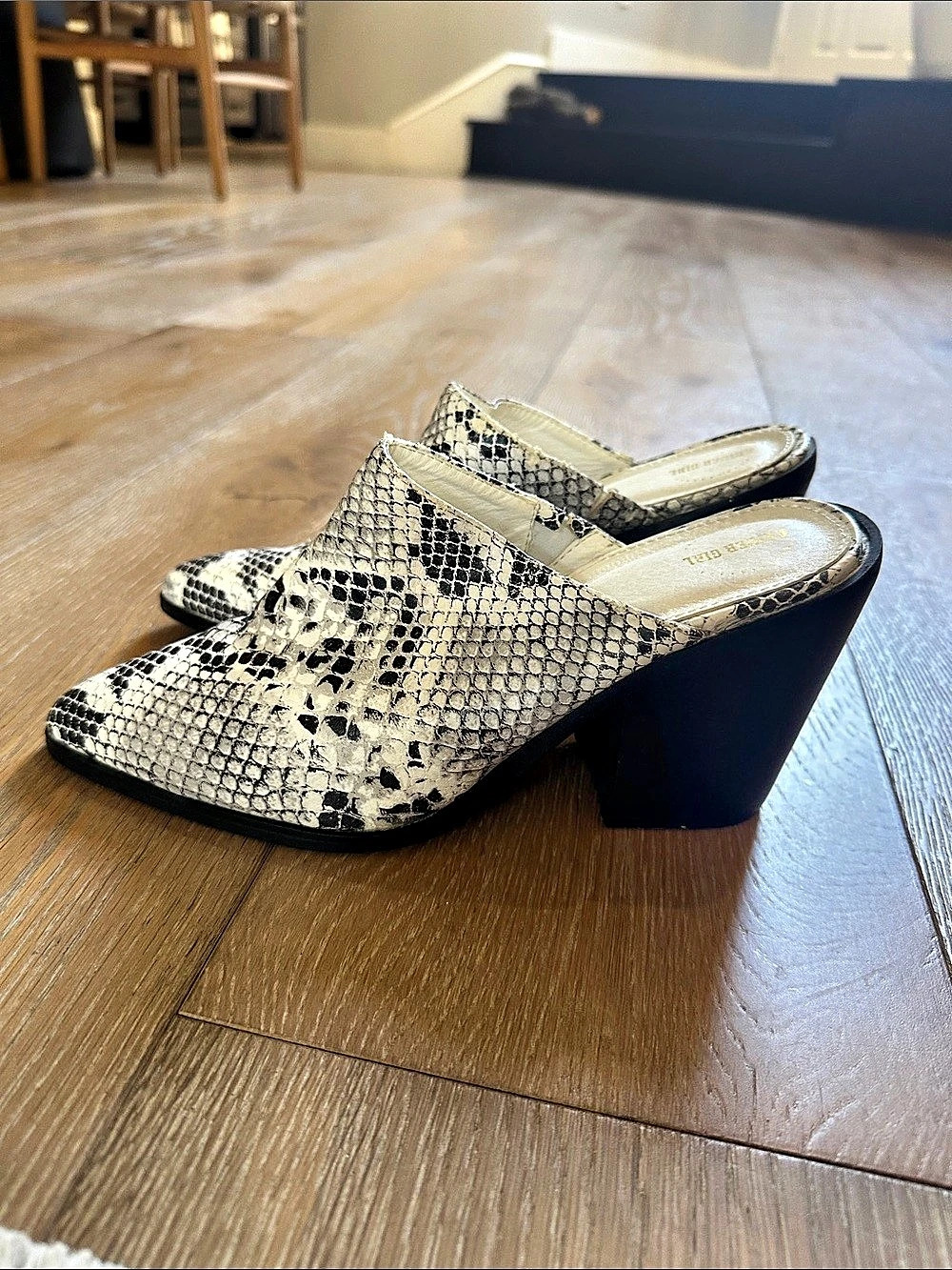 J. Renee Snake Print Pointed-Toe Heeled Mules US 7.5